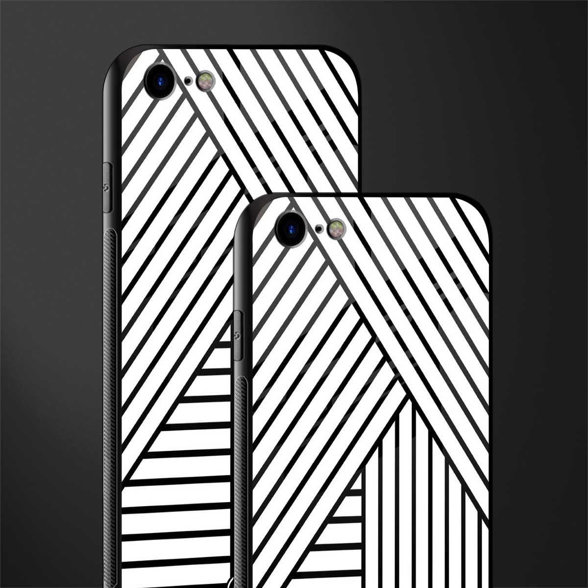 classic white black patten glass case for iphone se 2020 image-2