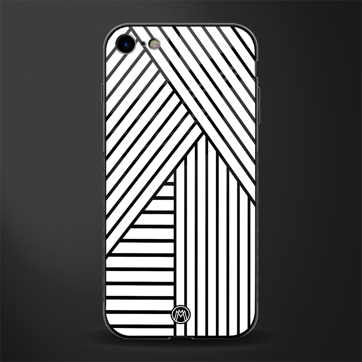 classic white black patten glass case for iphone se 2020 image