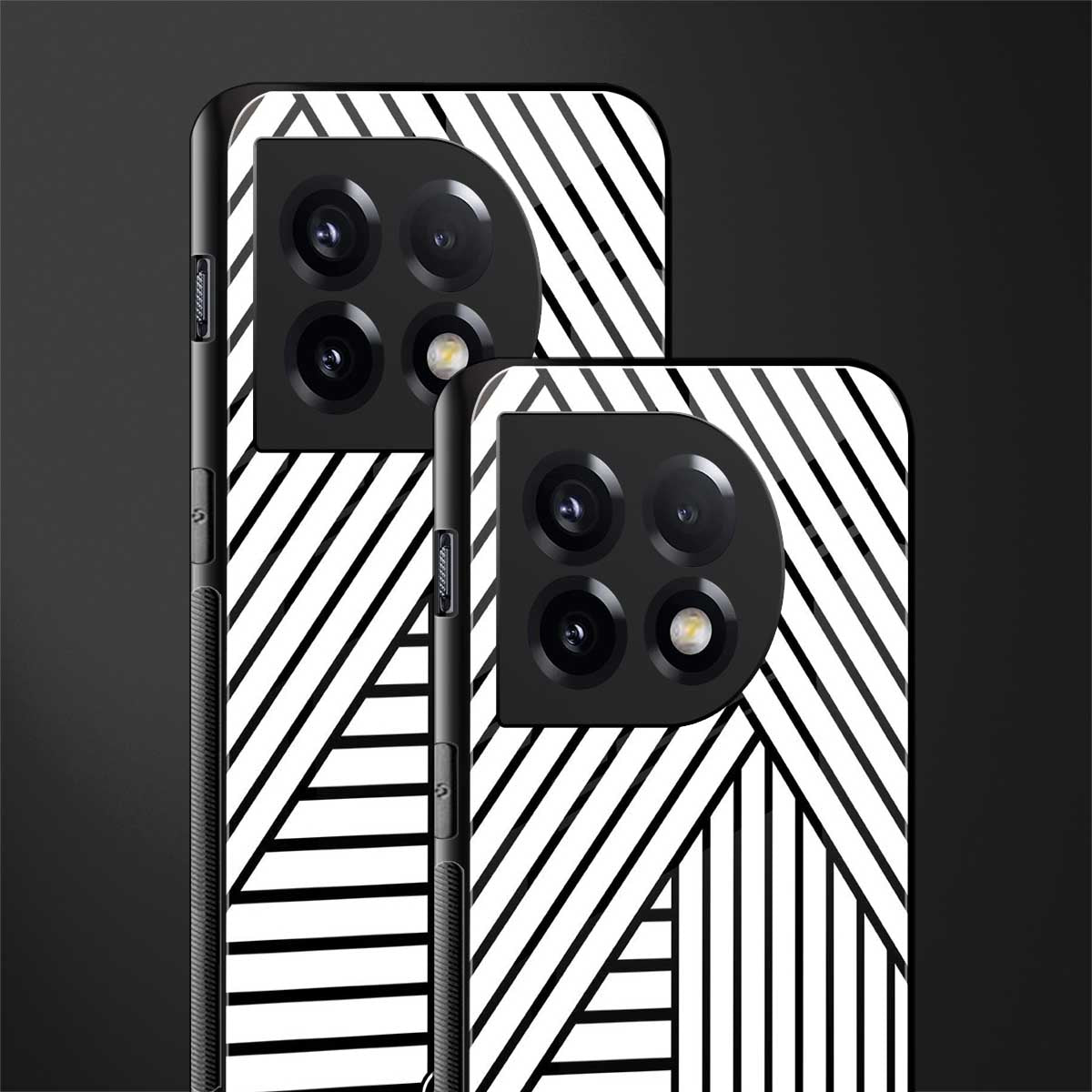 classic white black patten back phone cover | glass case for oneplus 11