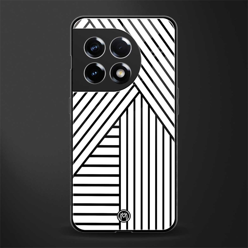 classic white black patten back phone cover | glass case for oneplus 11r