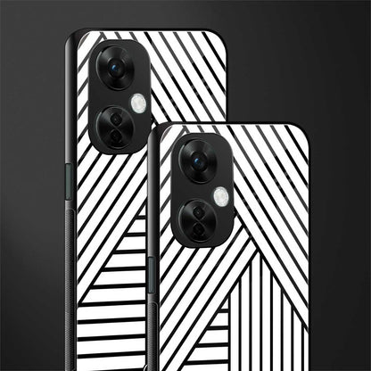 classic white black patten back phone cover | glass case for oneplus nord ce 3 lite