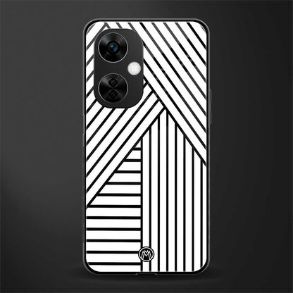 classic white black patten back phone cover | glass case for oneplus nord ce 3 lite