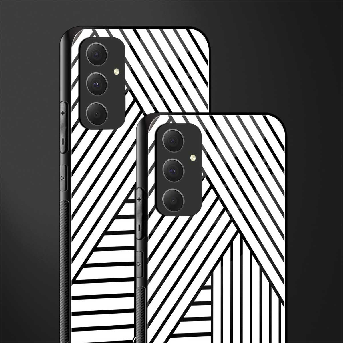 classic white black patten back phone cover | glass case for samsung galaxy a54 5g