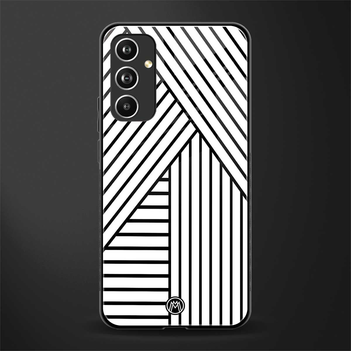 classic white black patten back phone cover | glass case for samsung galaxy a54 5g