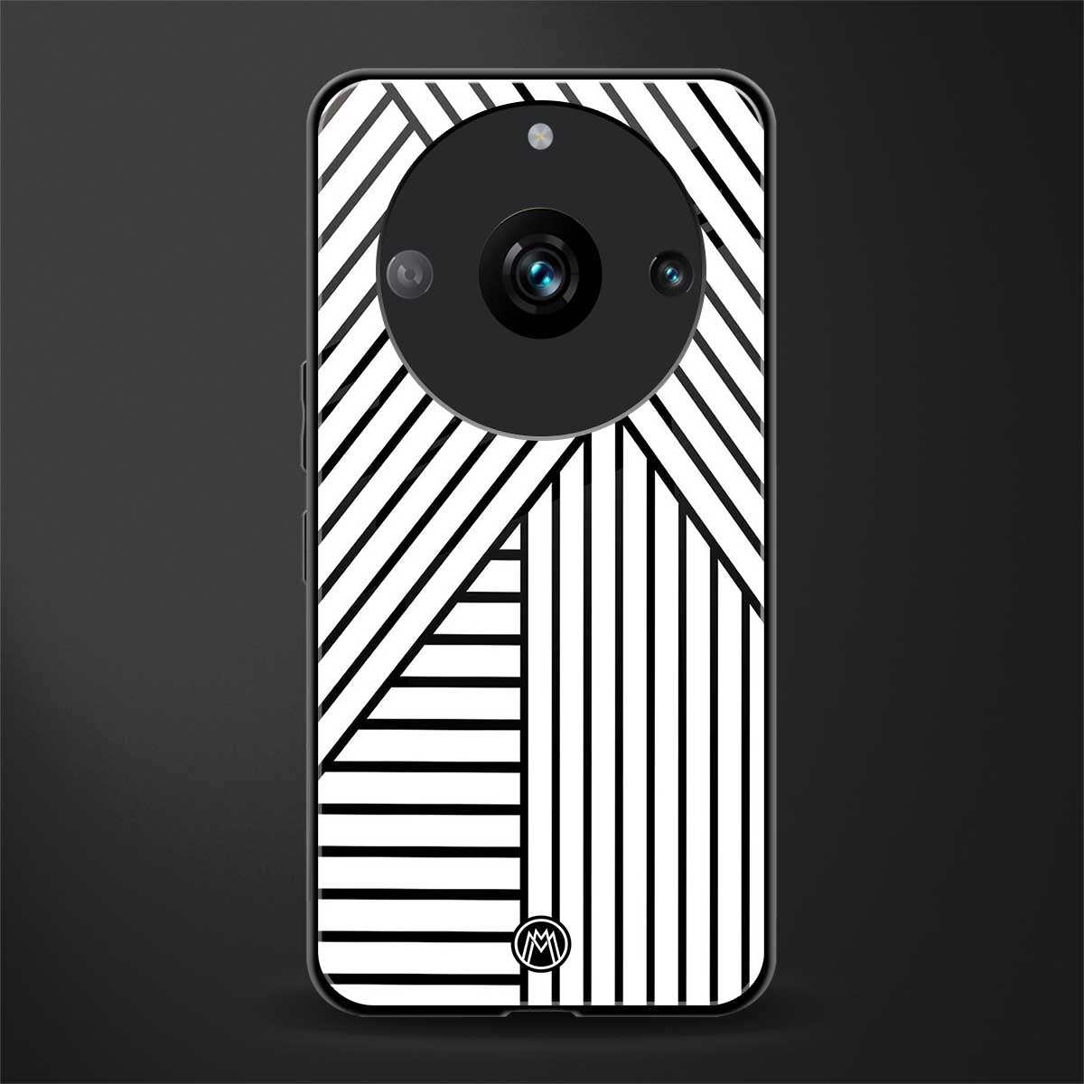 classic white black patten back phone cover | glass case for realme 11 pro 5g