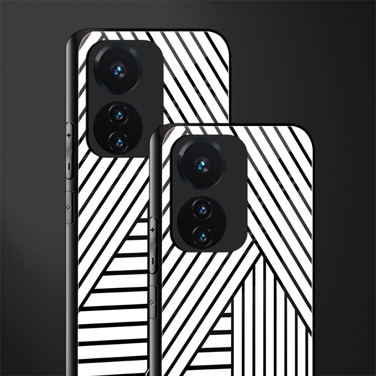 classic white black patten back phone cover | glass case for vivo t1 44w 4g