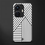 classic white black patten back phone cover | glass case for vivo t1 44w 4g