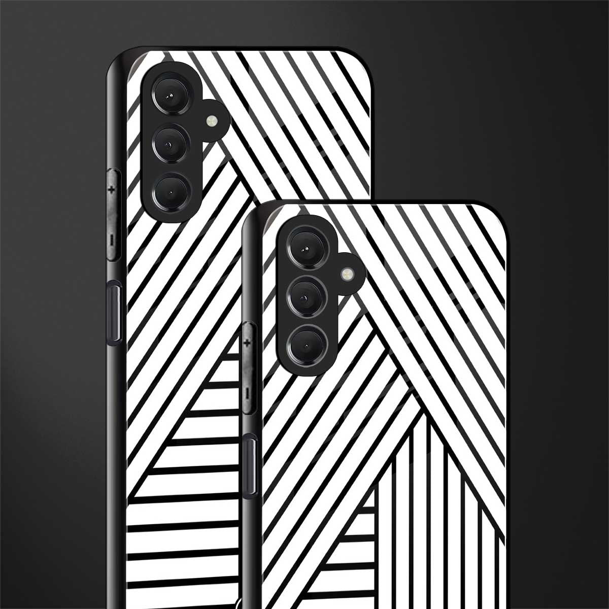 classic white black patten back phone cover | glass case for samsun galaxy a24 4g