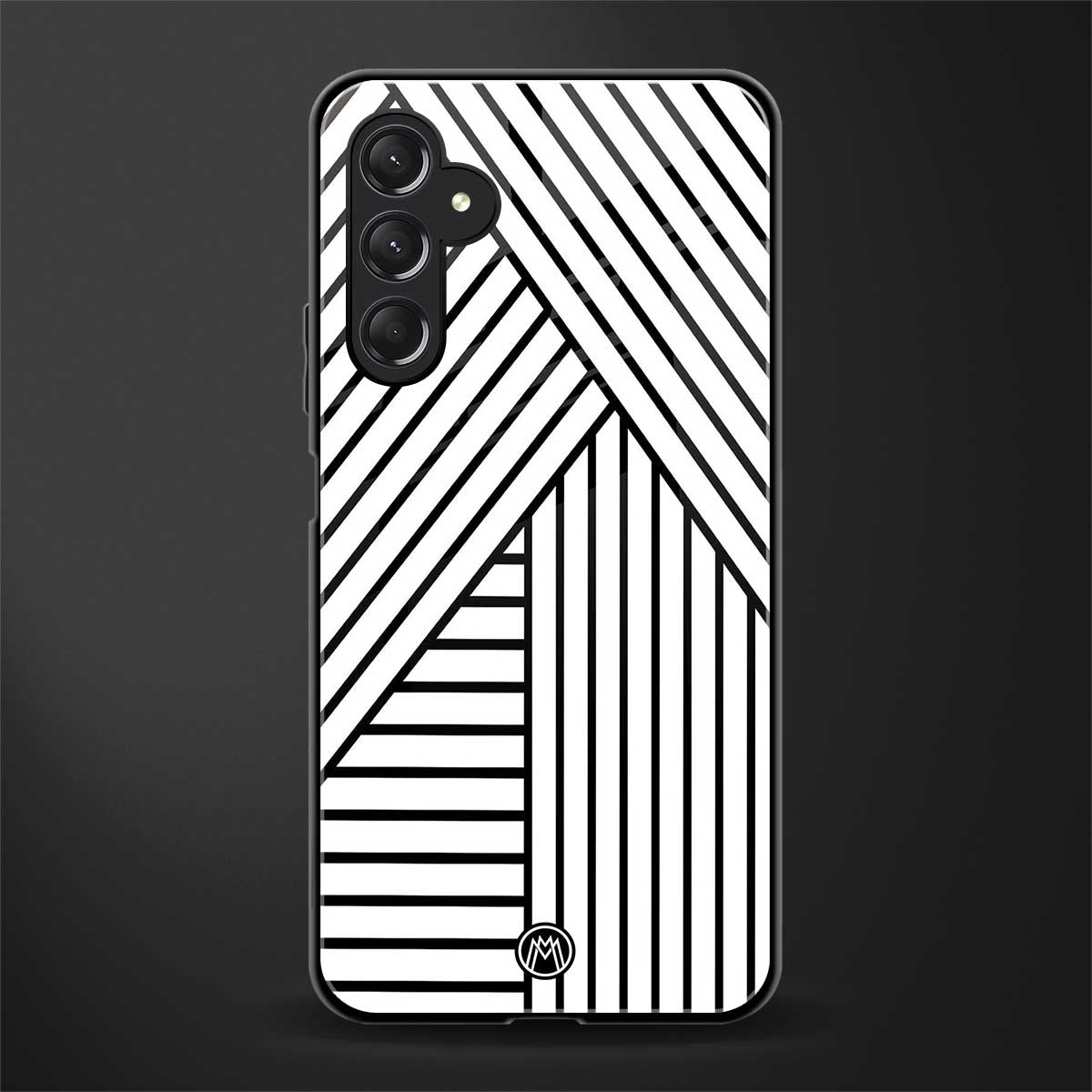 classic white black patten back phone cover | glass case for samsun galaxy a24 4g