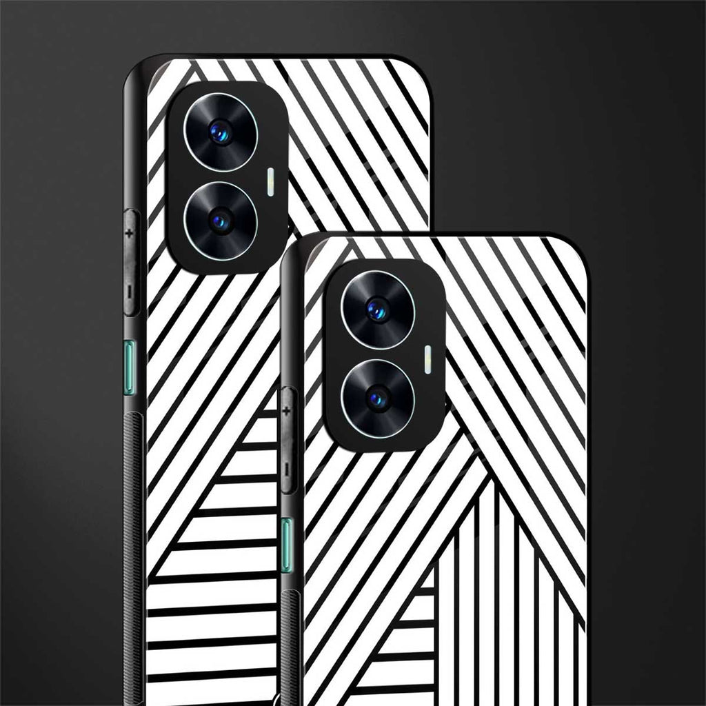classic white black patten back phone cover | glass case for realme c55