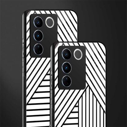 classic white black patten back phone cover | glass case for vivo v27 pro 5g
