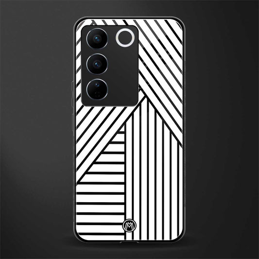 classic white black patten back phone cover | glass case for vivo v27 pro 5g