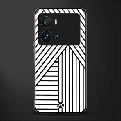 classic white black patten back phone cover | glass case for iQOO 9 Pro