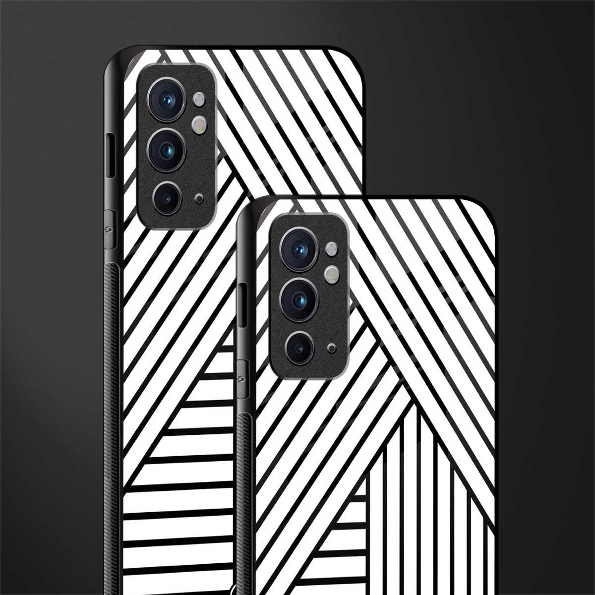 classic white black patten glass case for oneplus 9rt image-2