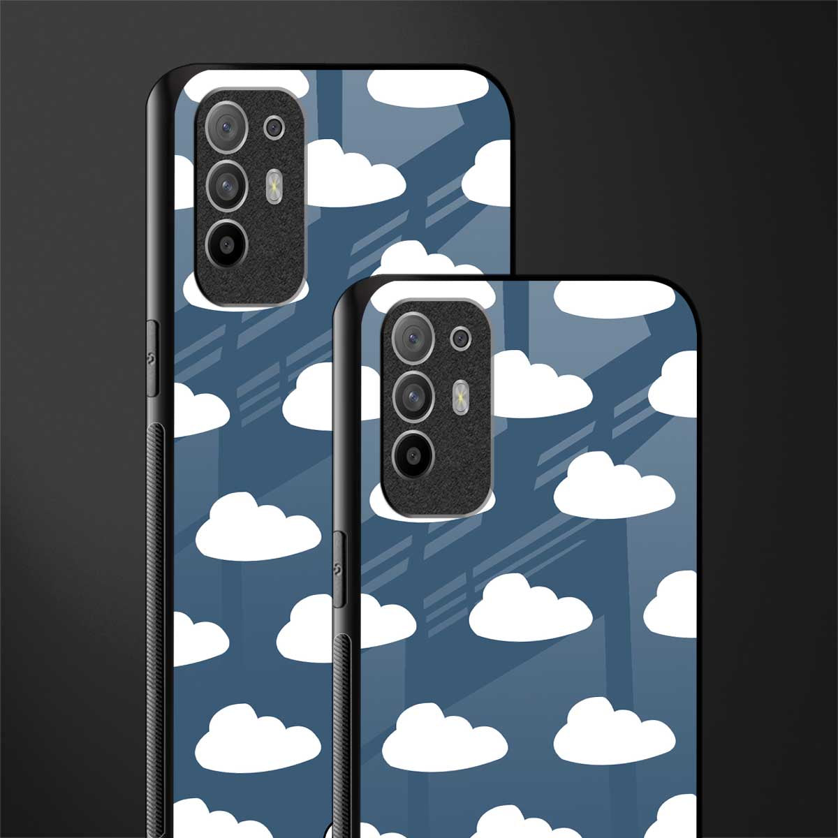 clouds glass case for oppo f19 pro plus image-2