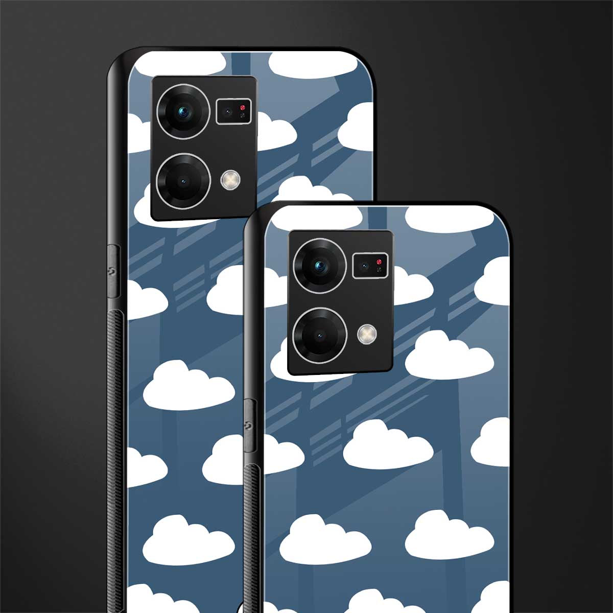 clouds back phone cover | glass case for oppo f21 pro 4g