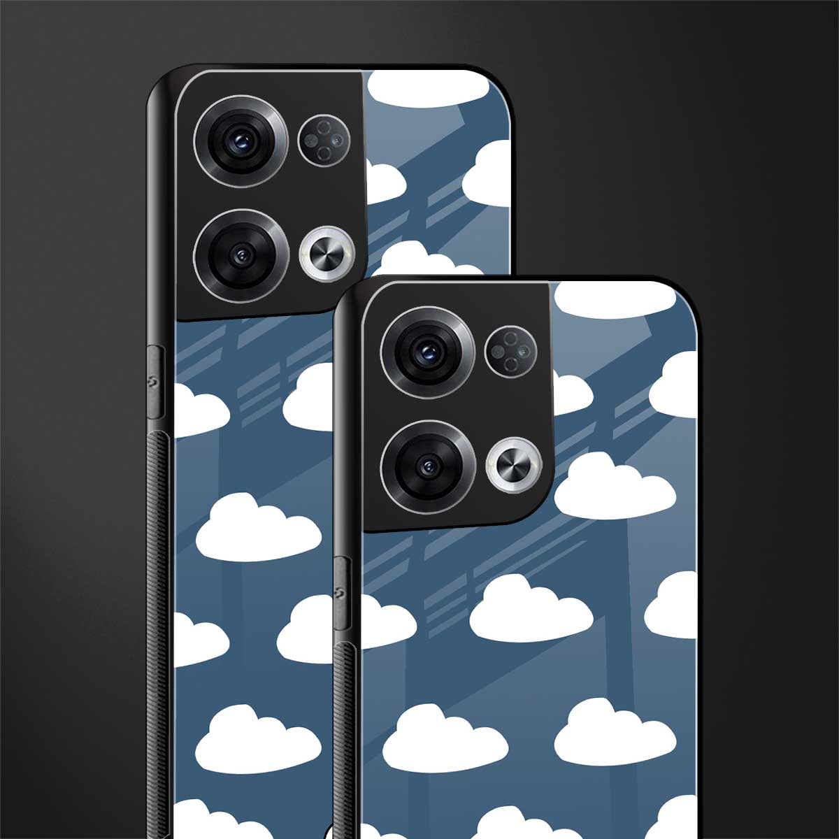 clouds back phone cover | glass case for oppo reno 8