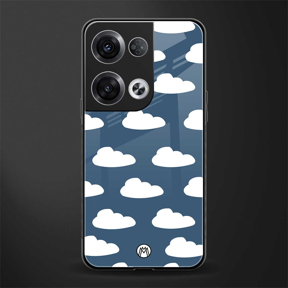 clouds back phone cover | glass case for oppo reno 8