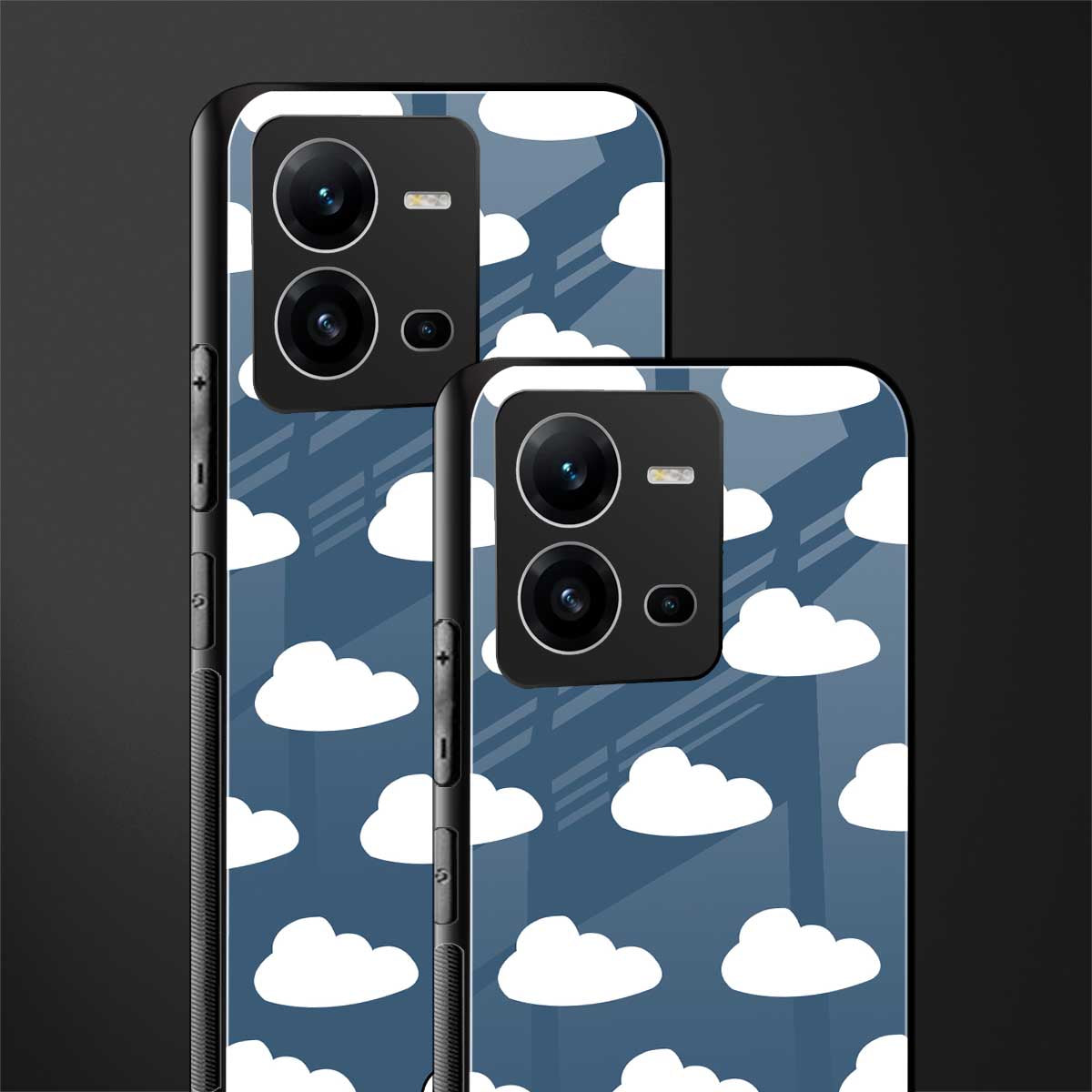 clouds back phone cover | glass case for vivo v25-5g