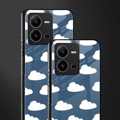 clouds back phone cover | glass case for vivo v25-5g