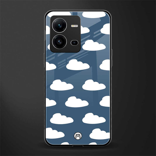 clouds back phone cover | glass case for vivo v25-5g