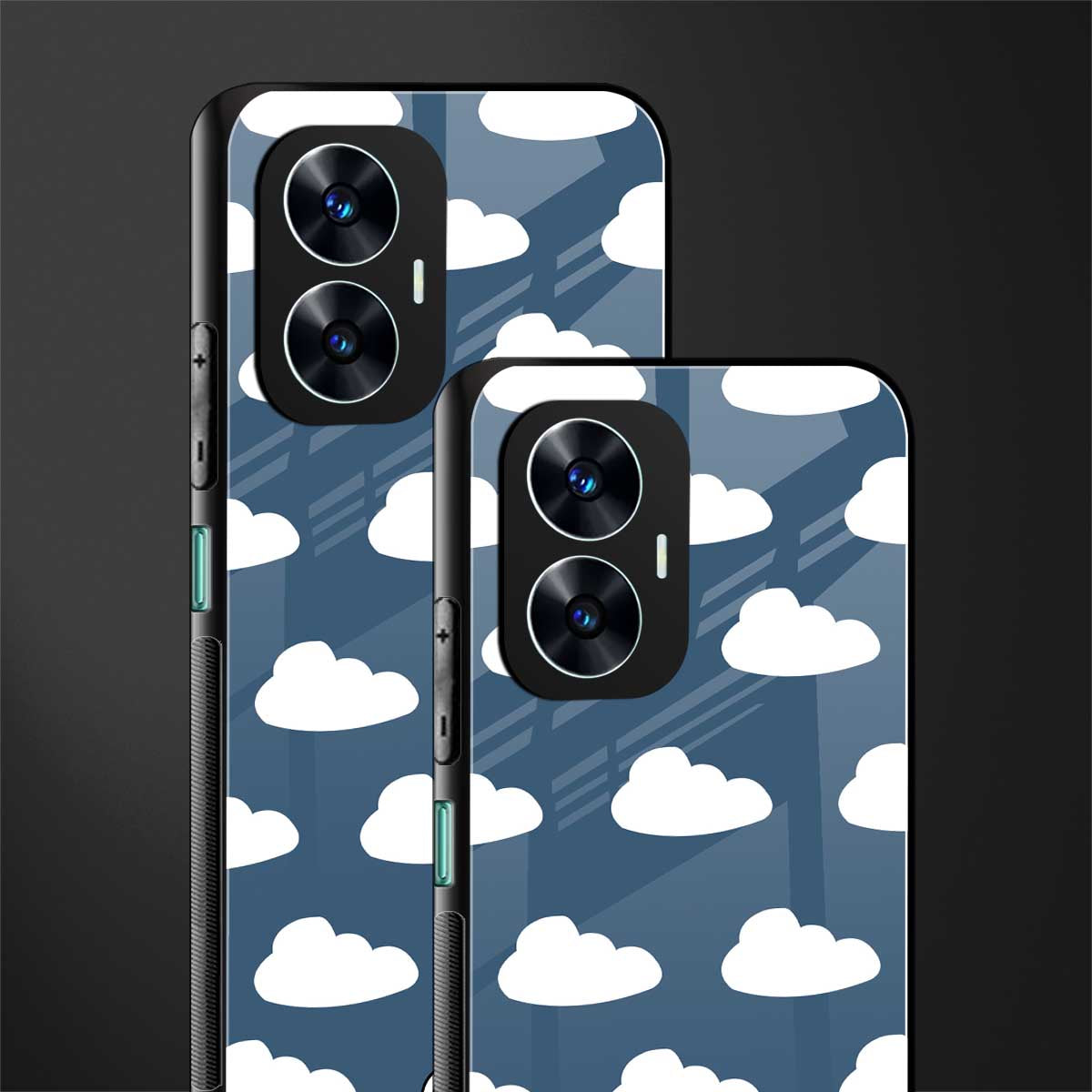clouds back phone cover | glass case for realme c55