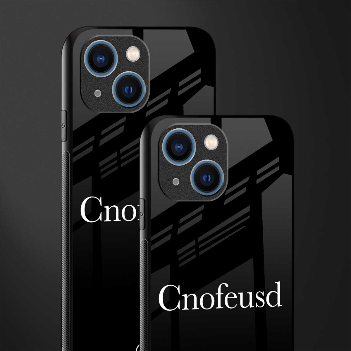 cnofeusd confused black glass case for iphone 13 mini image-2