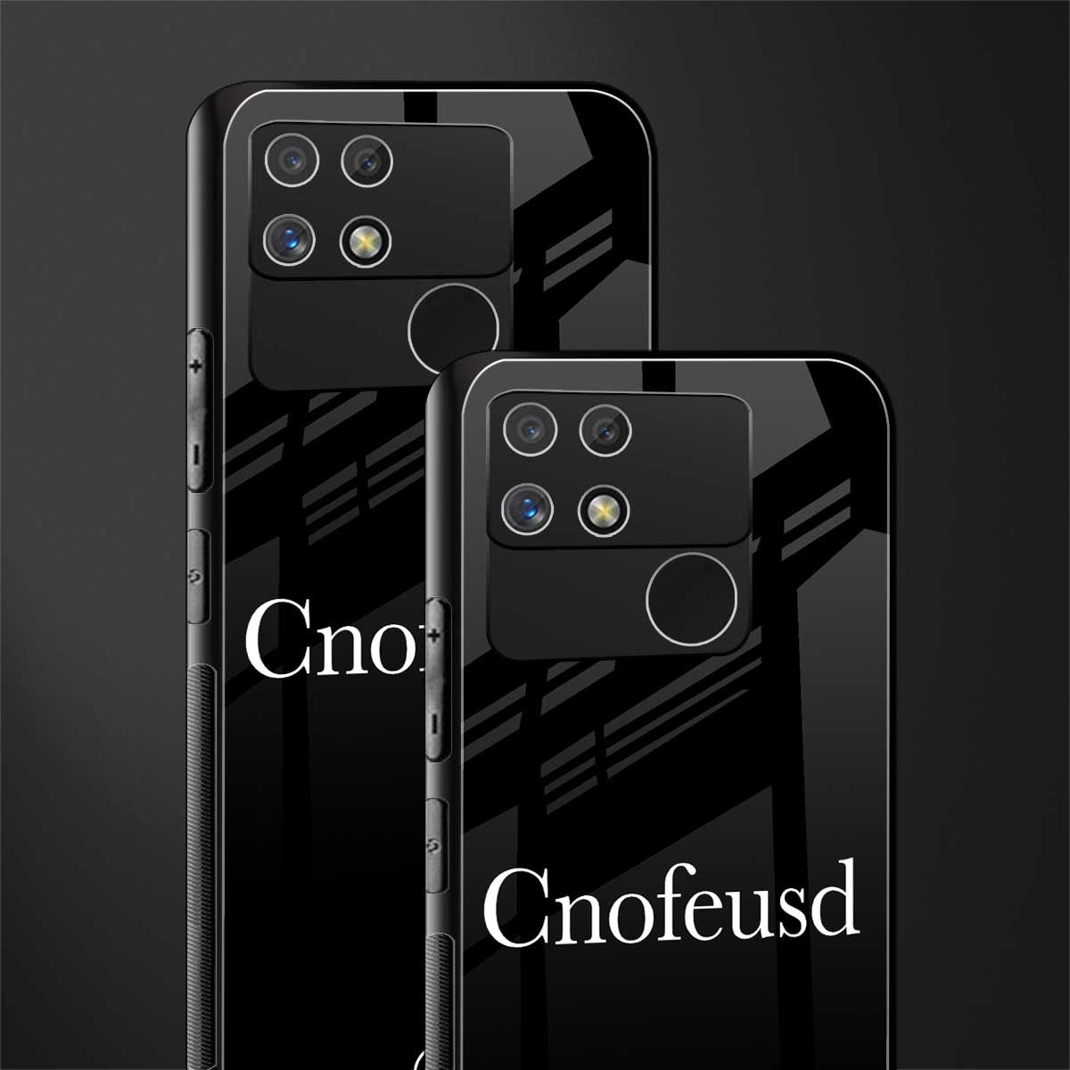 cnofeusd confused black back phone cover | glass case for realme narzo 50a