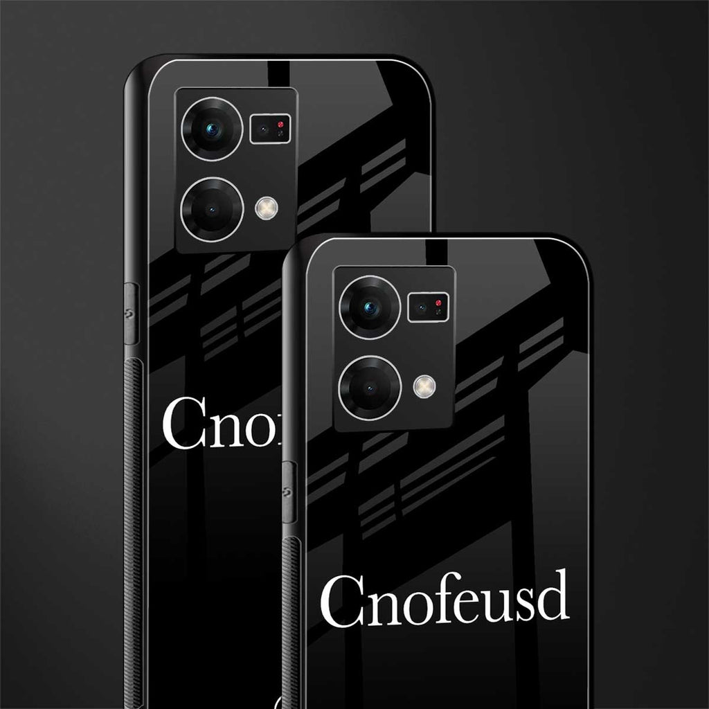 cnofeusd confused black back phone cover | glass case for oppo f21 pro 4g