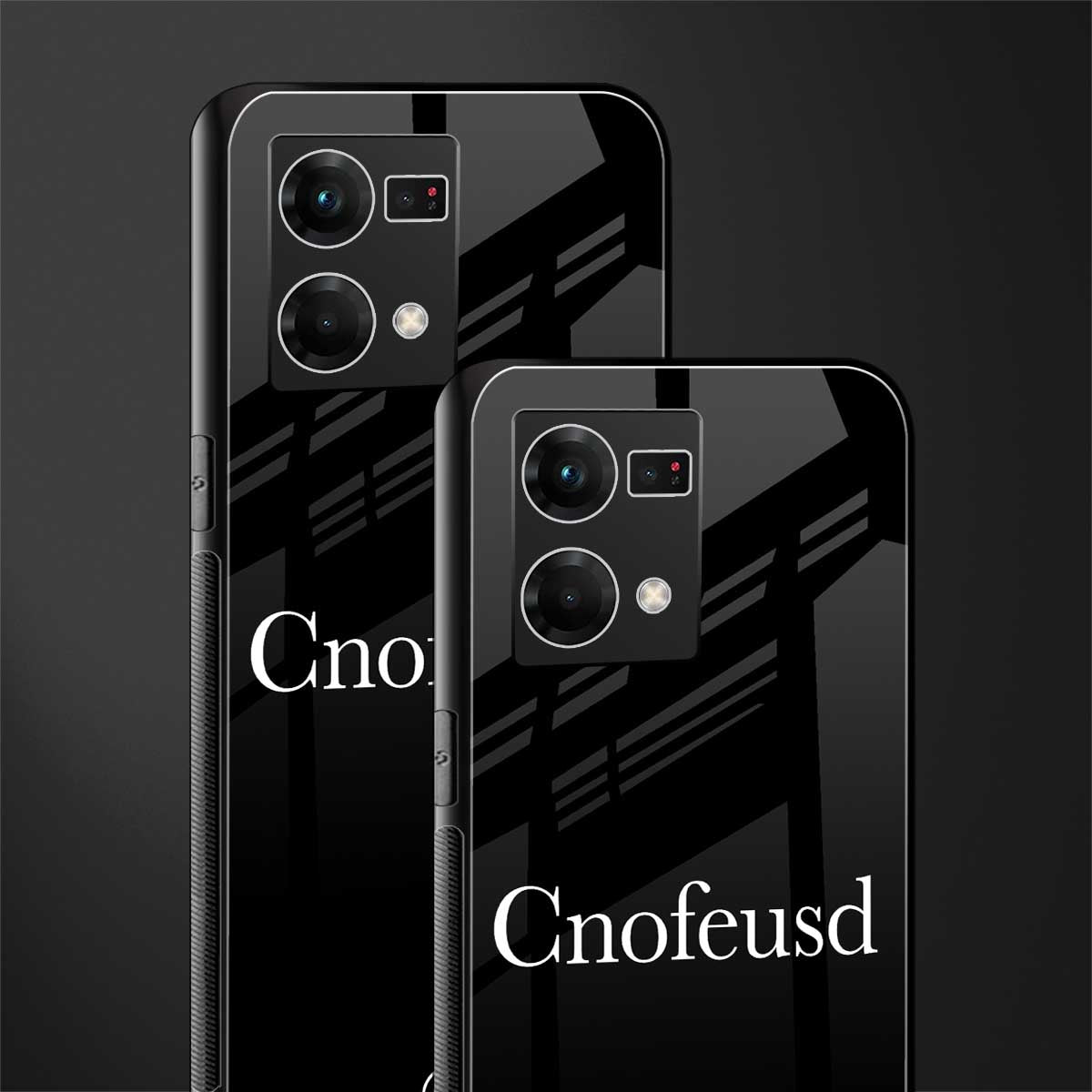 cnofeusd confused black back phone cover | glass case for oppo f21 pro 4g