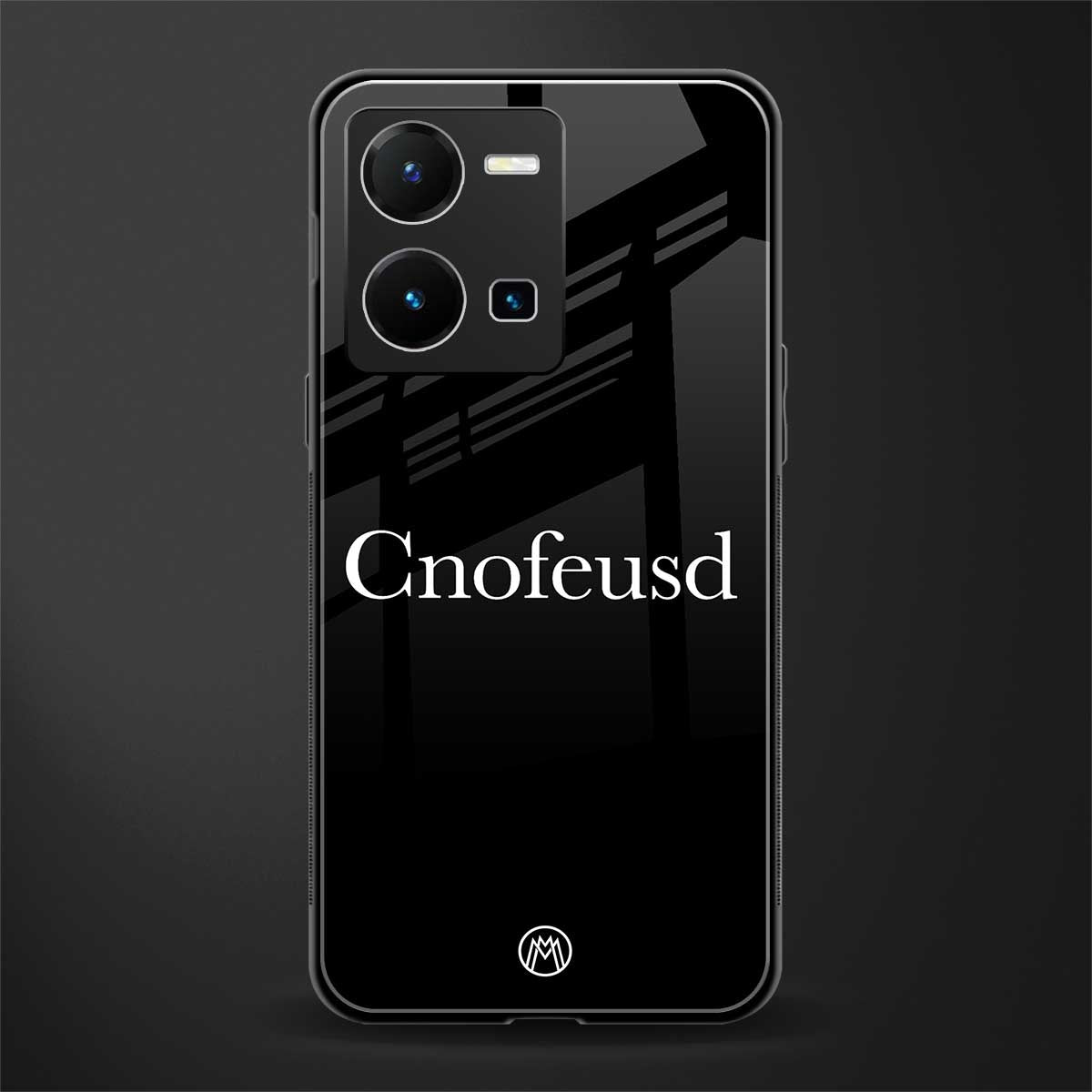 cnofeusd confused black back phone cover | glass case for vivo y35 4g