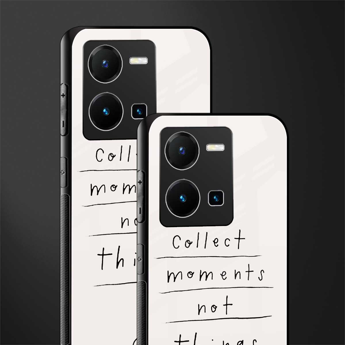 collect moments not things back phone cover | glass case for vivo y35 4g