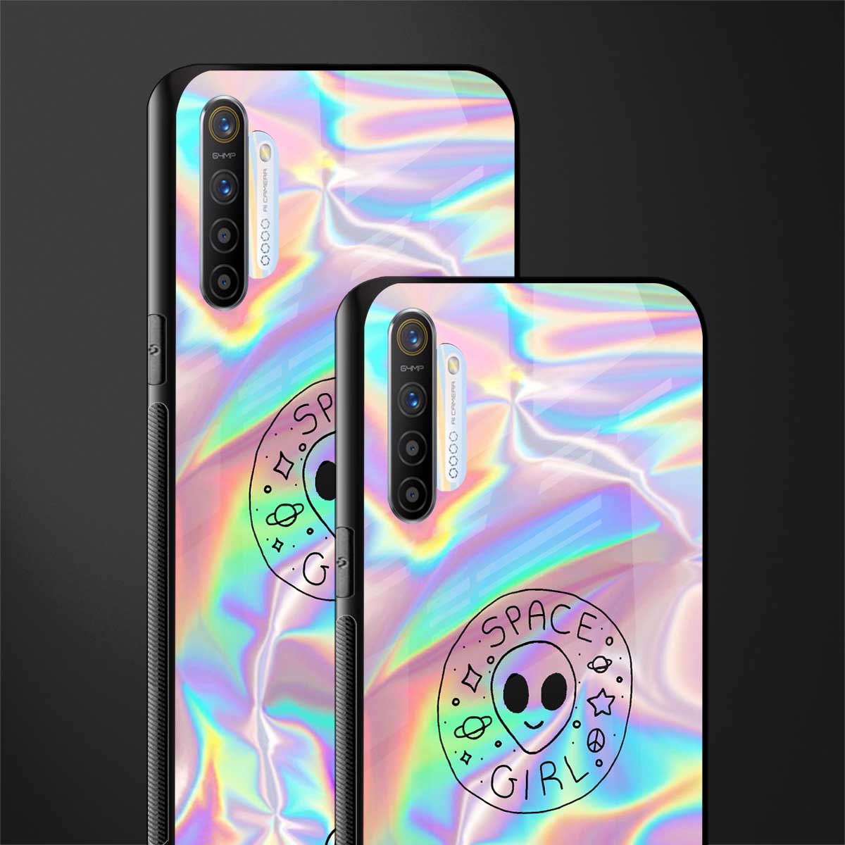 colorful alien glass case for realme xt image-2