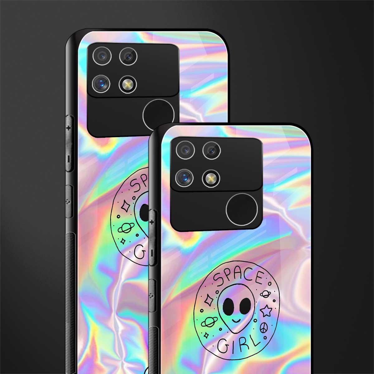 colorful alien back phone cover | glass case for realme narzo 50a