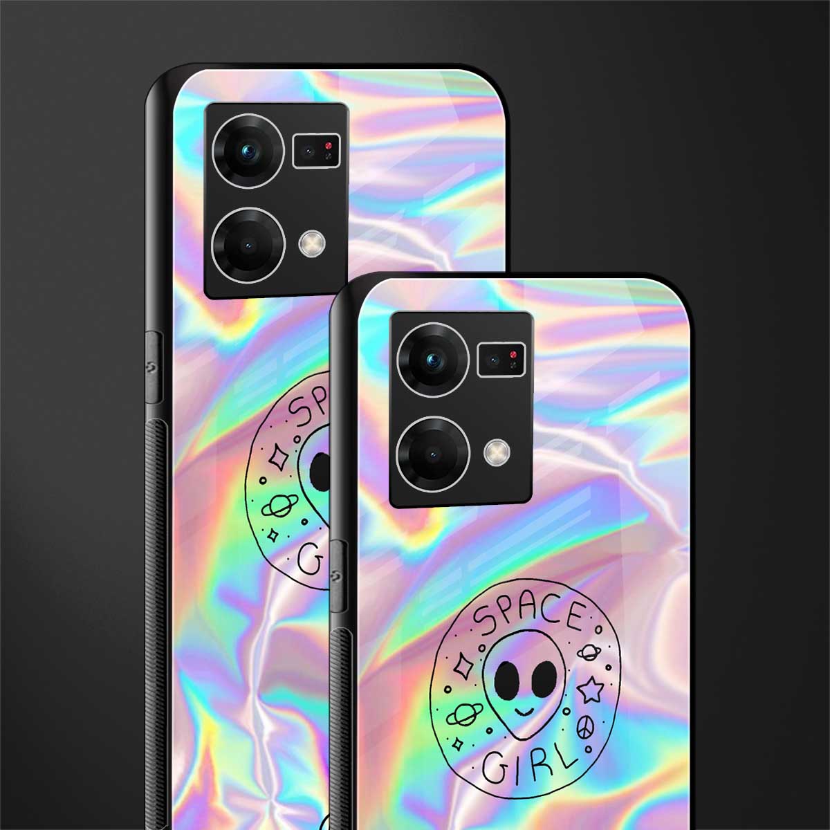 colorful alien back phone cover | glass case for oppo f21 pro 4g