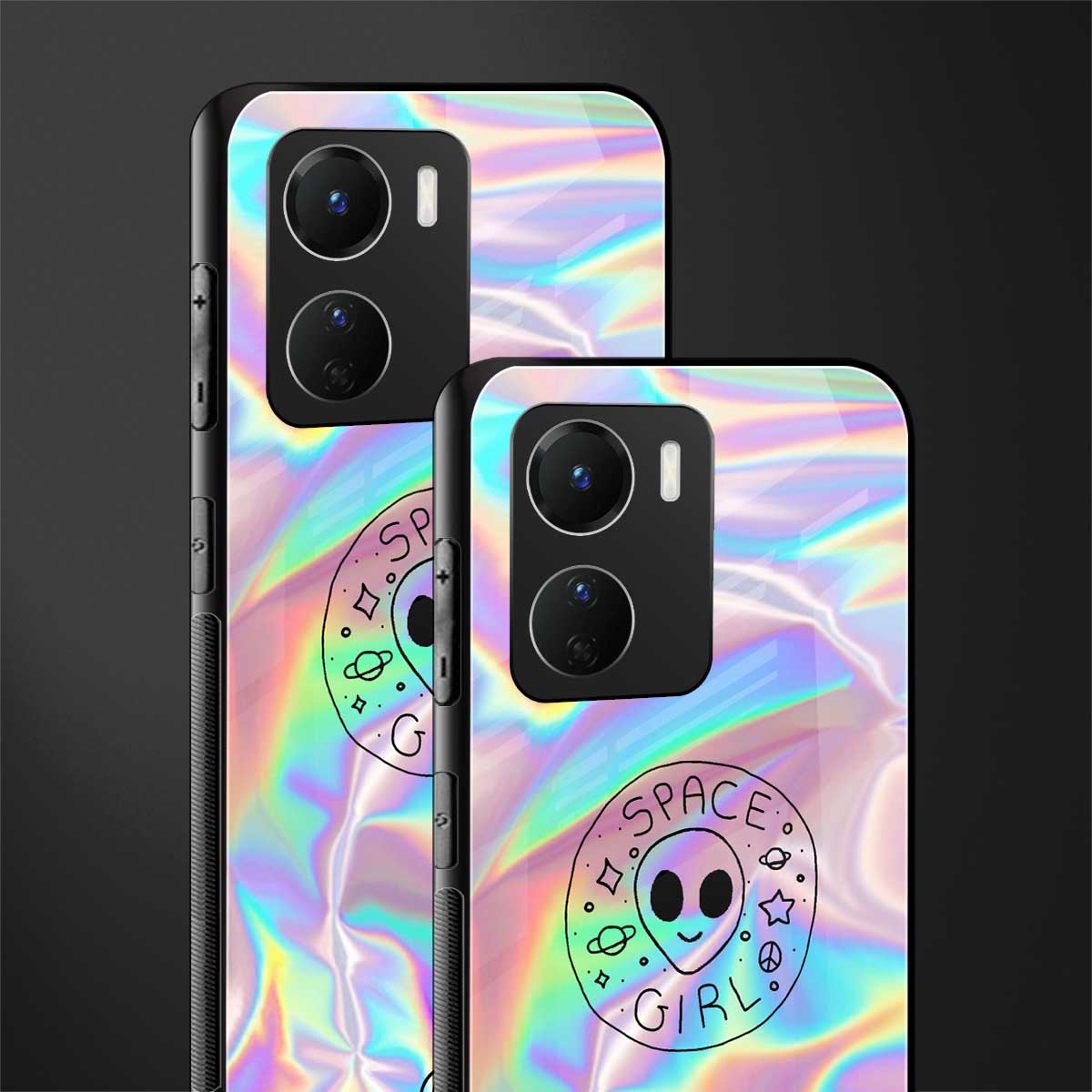 colorful alien back phone cover | glass case for vivo y16