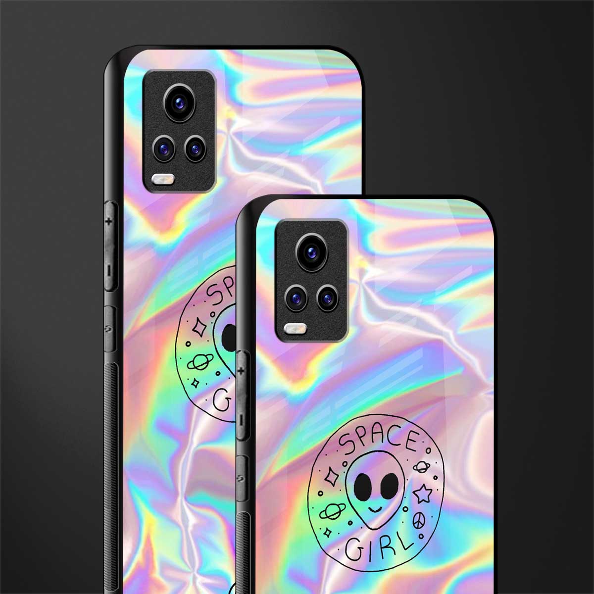 colorful alien back phone cover | glass case for vivo v21e 4g