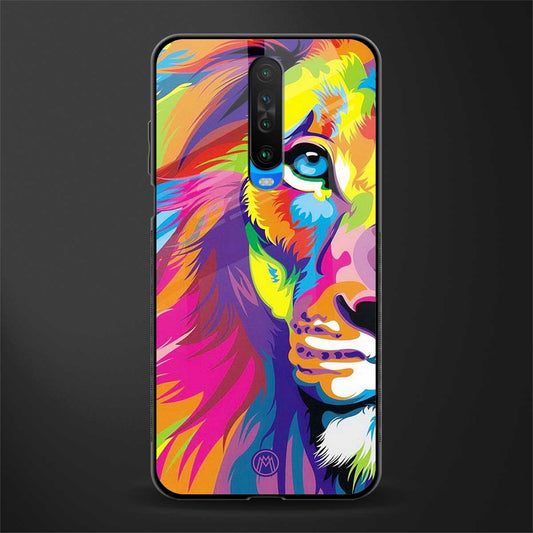 colourful fierce lion glass case for poco x2 image