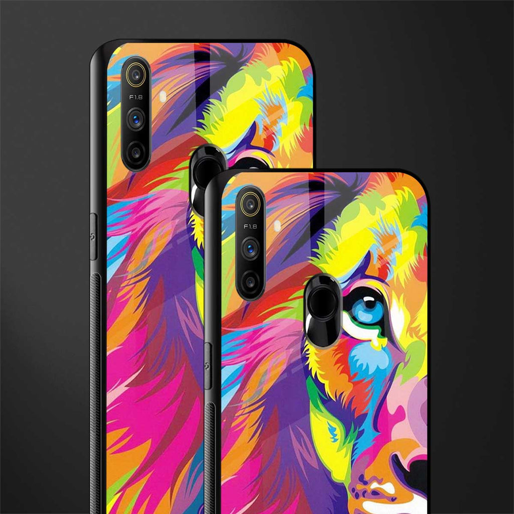 colourful fierce lion glass case for realme narzo 10a image-2