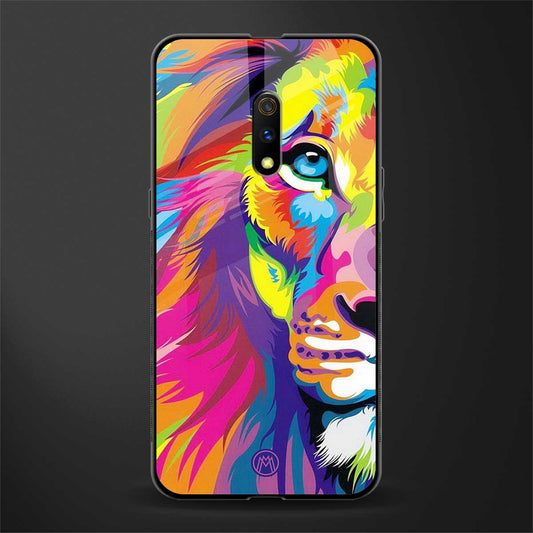 colourful fierce lion glass case for oppo k3 image