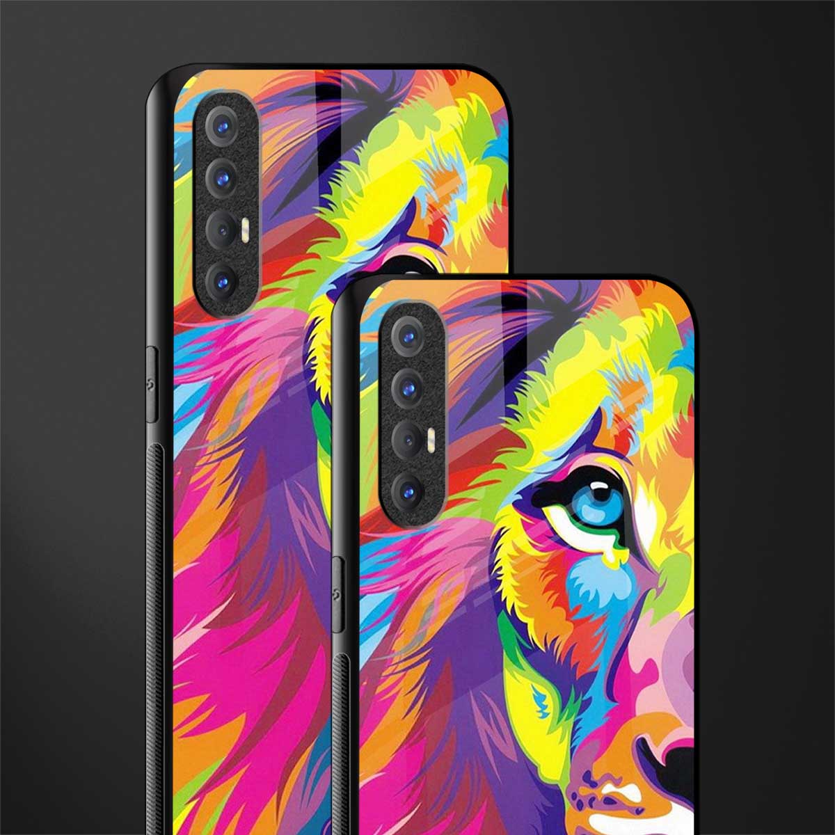 colourful fierce lion glass case for oppo reno 3 pro image-2