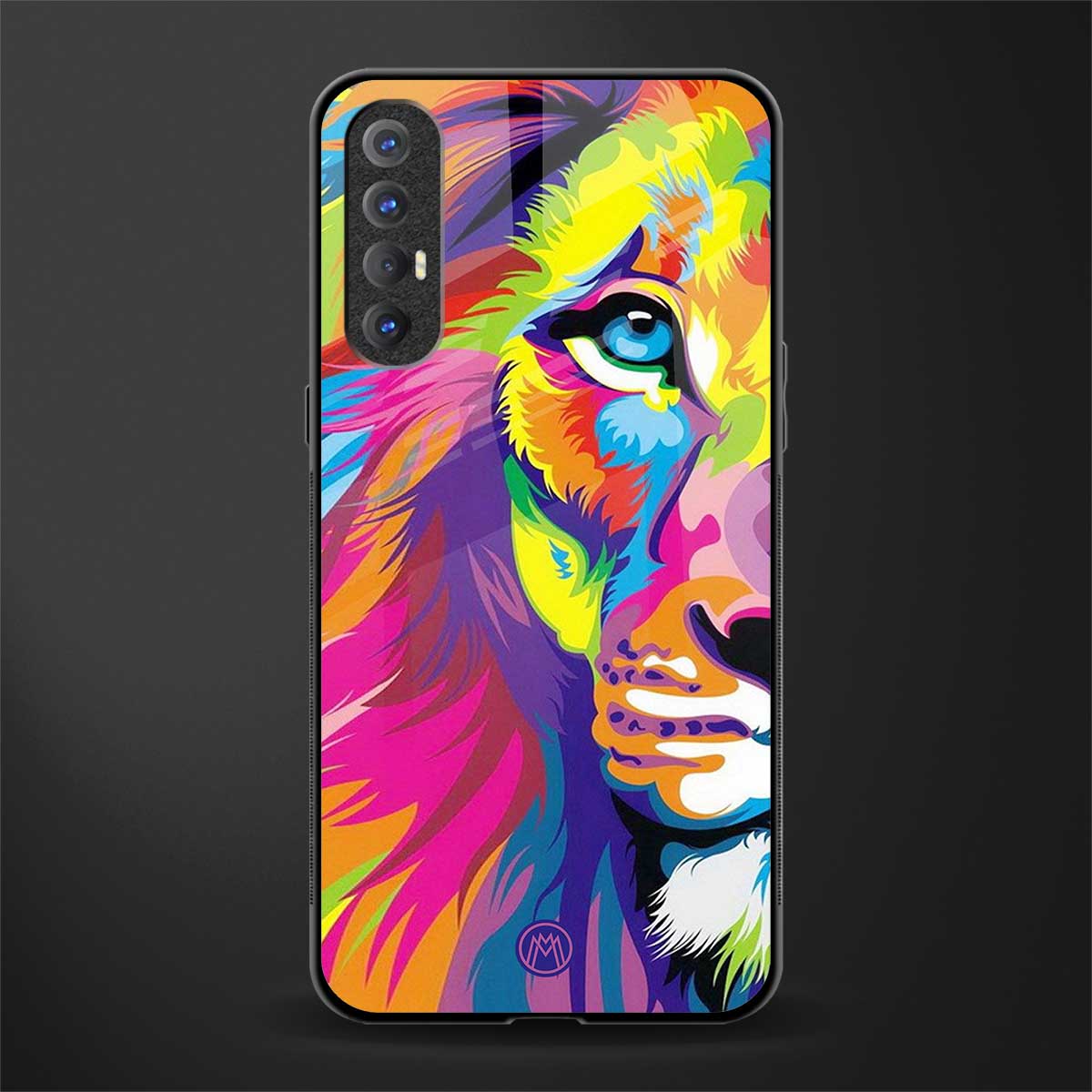 colourful fierce lion glass case for oppo reno 3 pro image