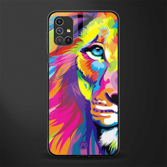 colourful fierce lion glass case for samsung galaxy m51 image