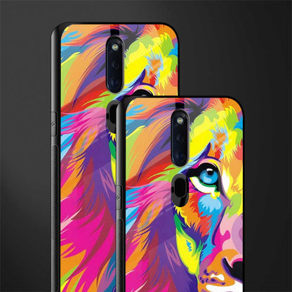 colourful fierce lion glass case for oppo f11 pro image-2
