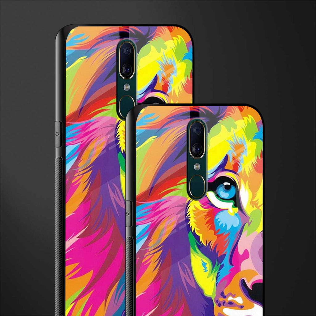 colourful fierce lion glass case for oppo f11 image-2