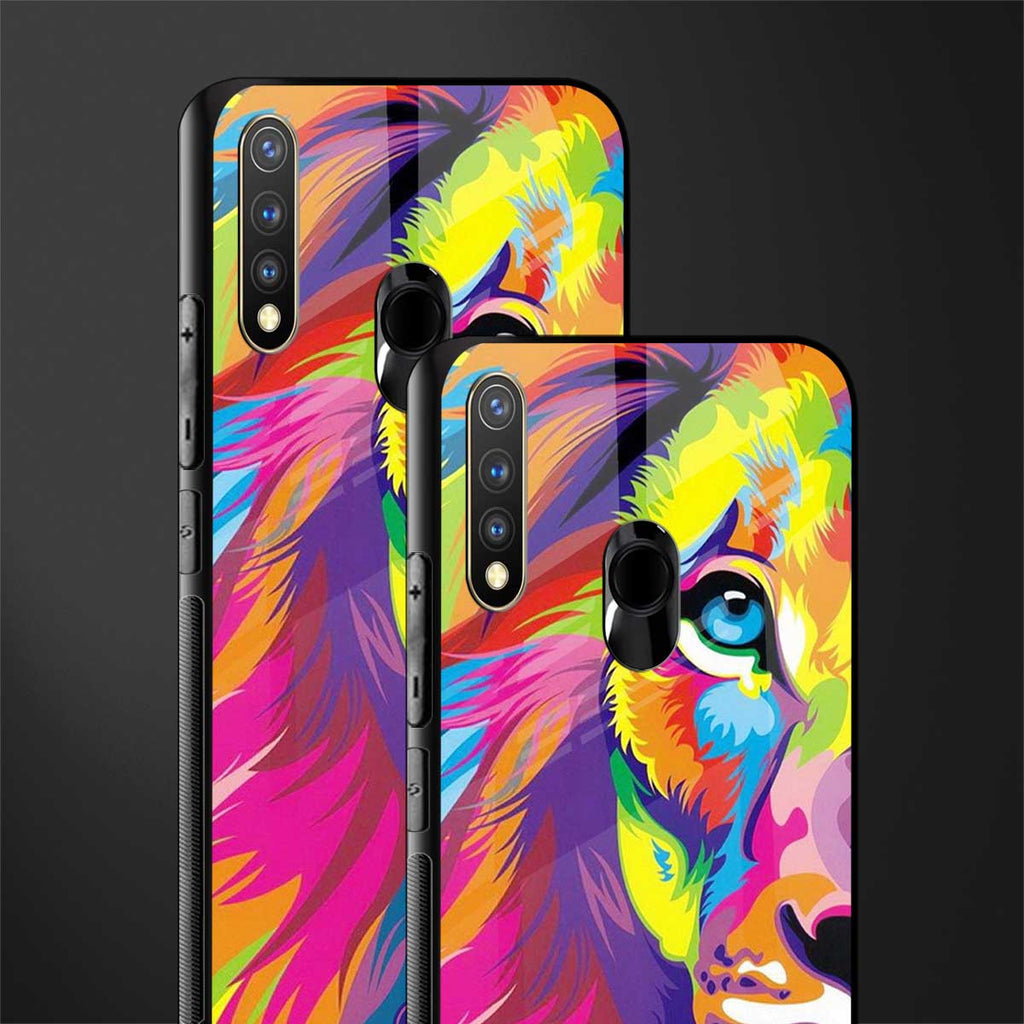 colourful fierce lion glass case for vivo u20 image-2
