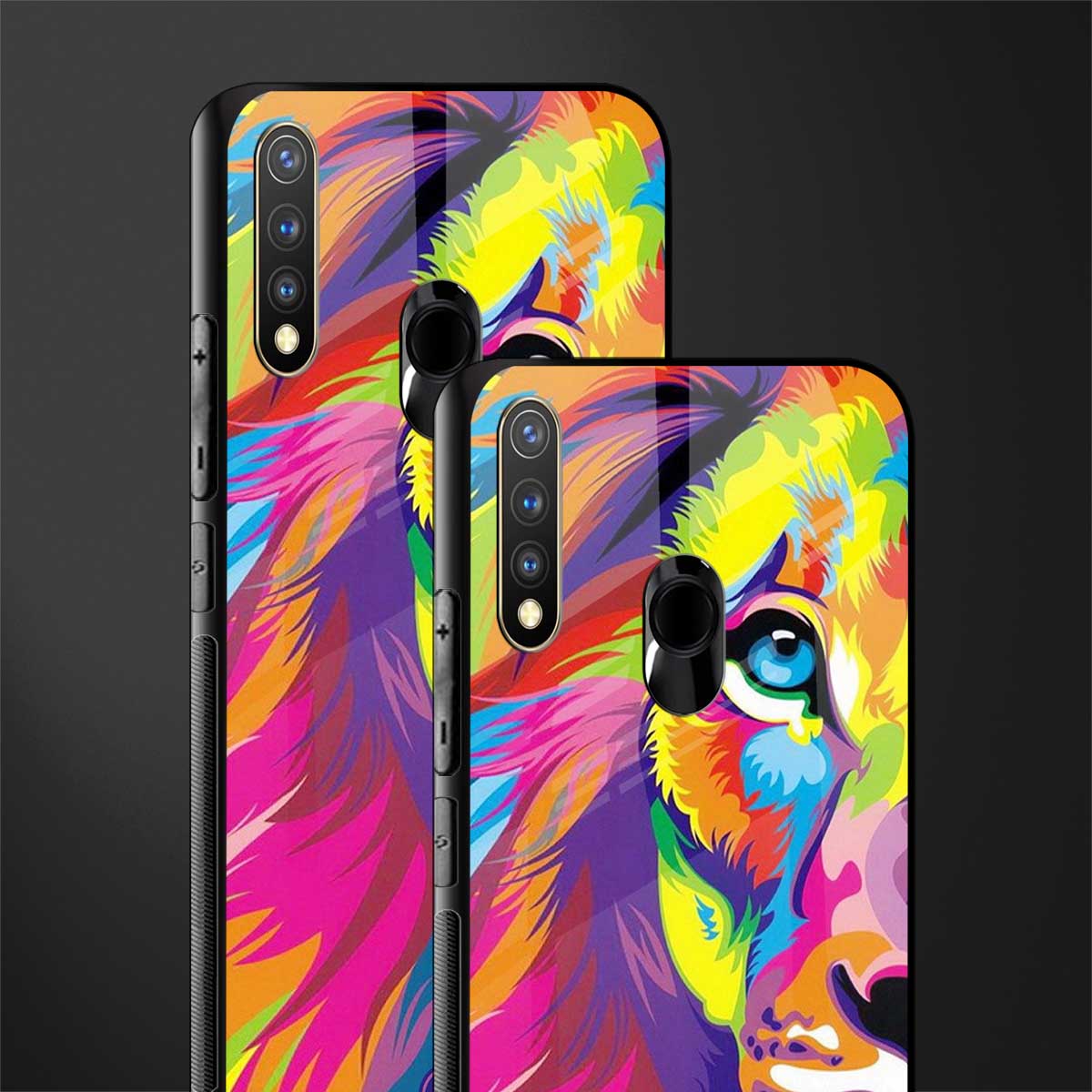 colourful fierce lion glass case for vivo y19 image-2