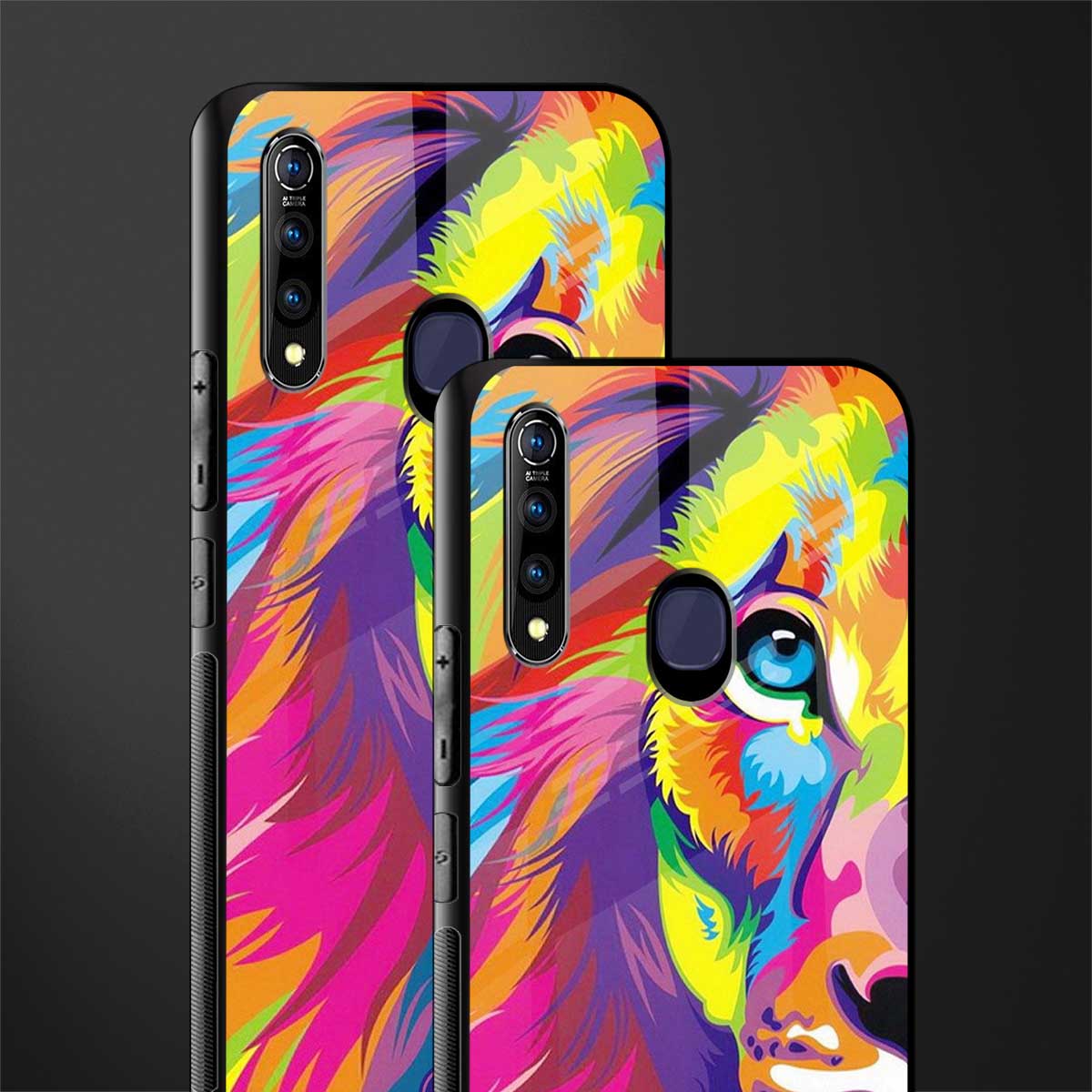colourful fierce lion glass case for vivo z1 pro image-2