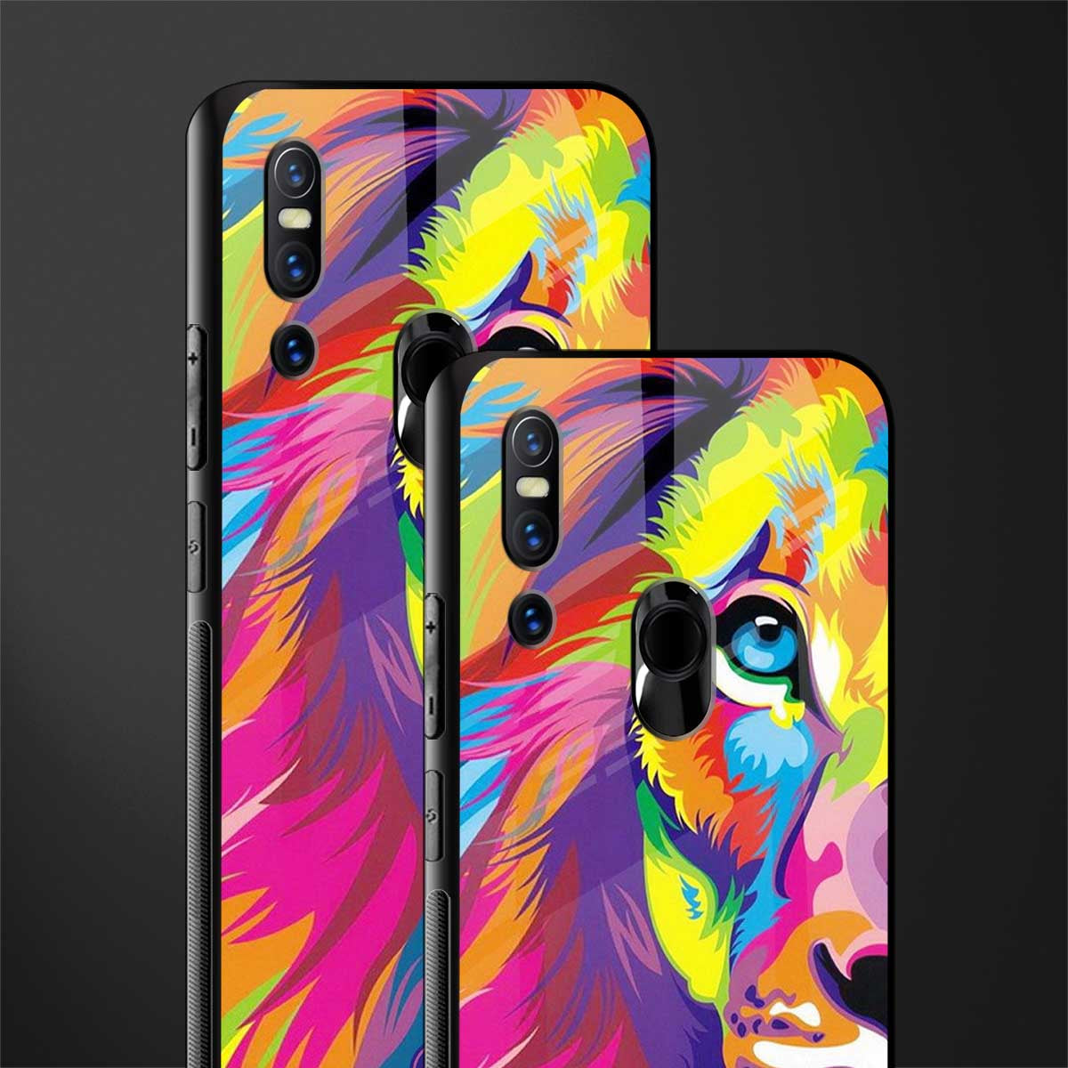 colourful fierce lion glass case for vivo v15 image-2
