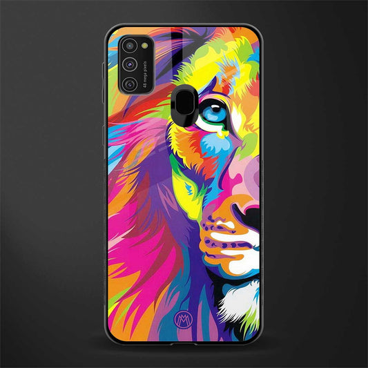 colourful fierce lion glass case for samsung galaxy m21 image